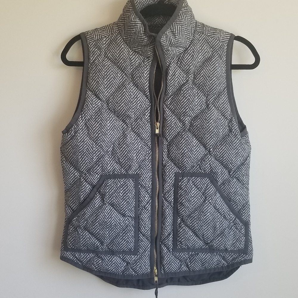 J crew gray herringbone excursion quilted vest